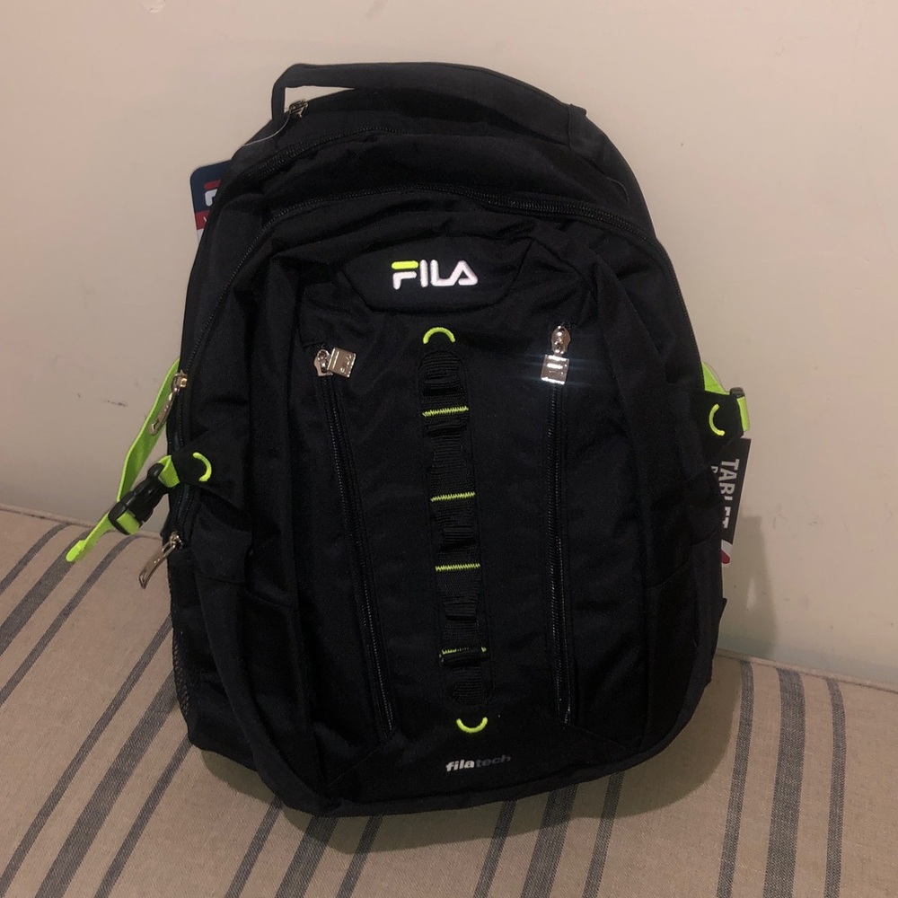 Fila Black Backpack with Bright Green Accents
